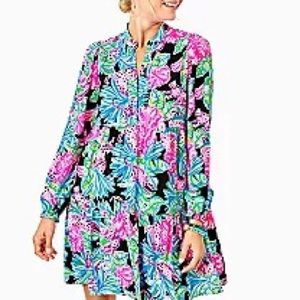 NWOT Lilly Pulitzer Winona Stretch Dress in Onyx Jaguar Jungle, Size M